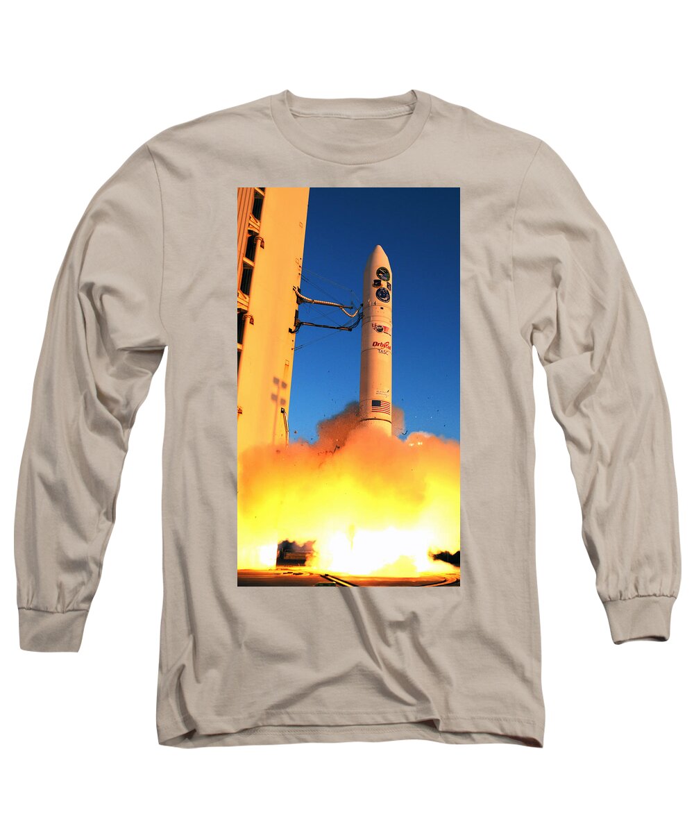 Astronomy Long Sleeve T-Shirt featuring the photograph Minotaur Iv Rocket Launches Falconsat-5 by Science Source