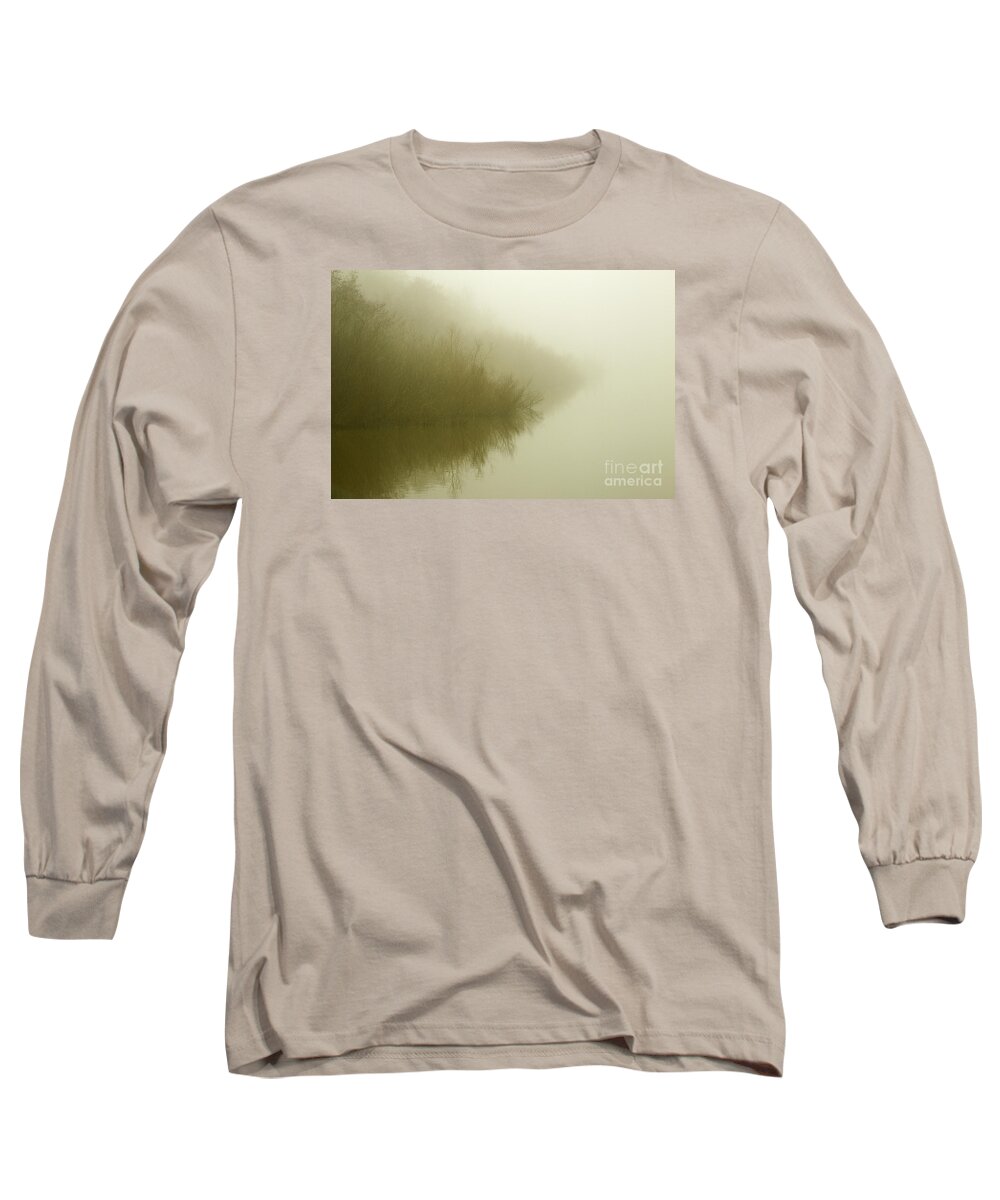 Clare Bambers Long Sleeve T-Shirt featuring the photograph Misty Morning Reflection. by Clare Bambers