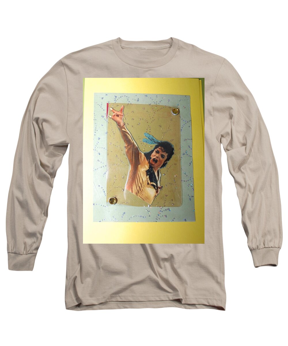 Mixed Media Long Sleeve T-Shirt featuring the drawing MJ Leave Me Alone by Karen Buford