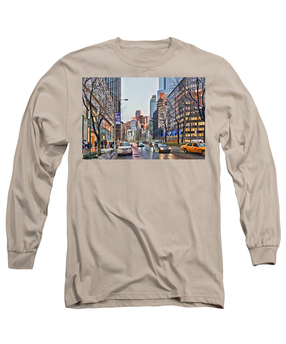 'upper West Side Long Sleeve T-Shirt featuring the photograph Moody Afternoon In New York City by Jeffrey Friedkin