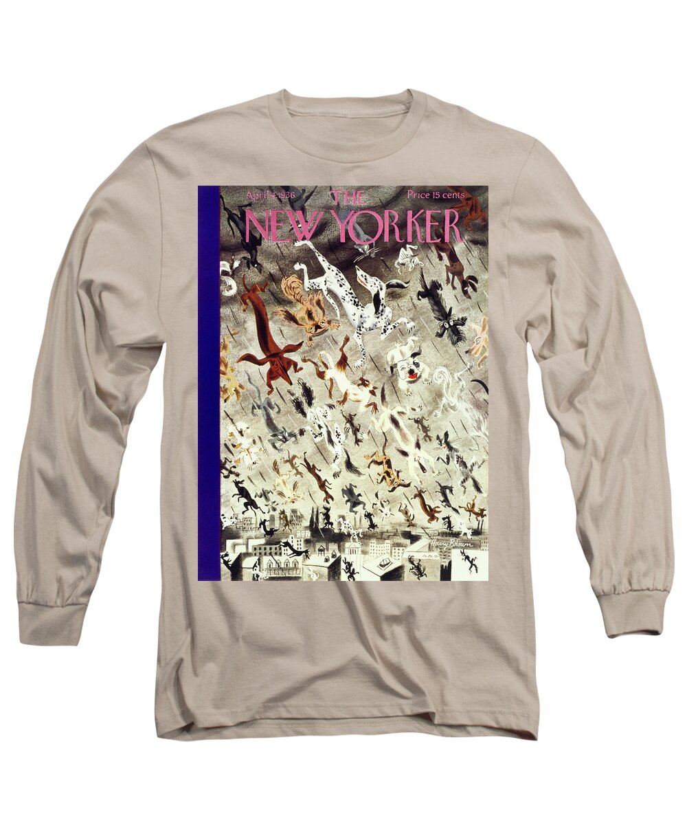 Animal Long Sleeve T-Shirt featuring the painting New Yorker April 4 1936 by Harry Brown