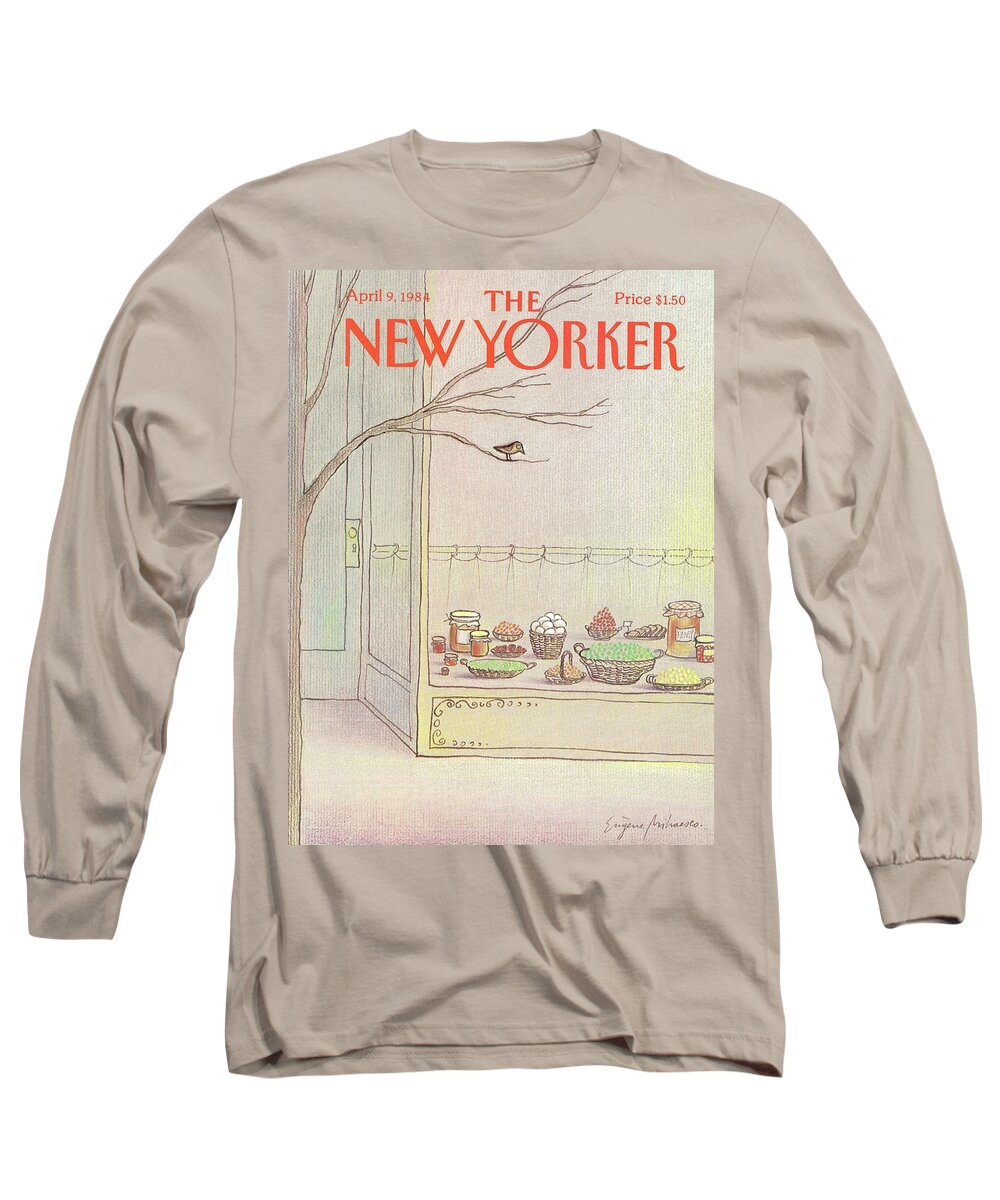 Bird Long Sleeve T-Shirt featuring the painting New Yorker April 9th, 1984 by Eugene Mihaesco