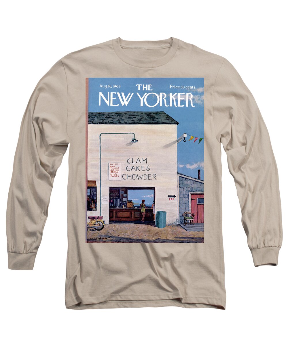 Sea Long Sleeve T-Shirt featuring the painting New Yorker August 16th, 1969 by Albert Hubbell