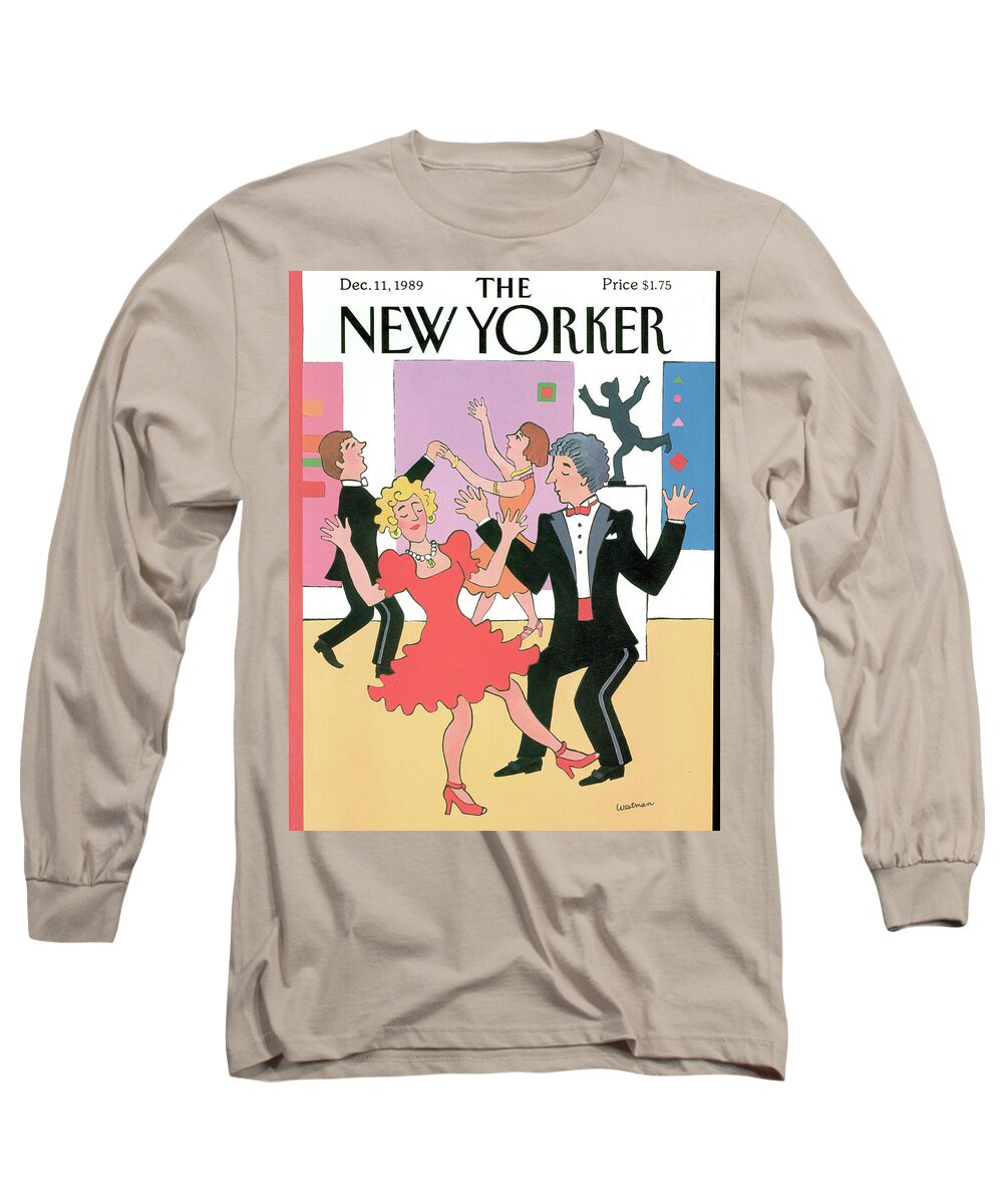 (well Dressed Couples Dancing.) Leisure Long Sleeve T-Shirt featuring the painting New Yorker December 11th, 1989 by Barbara Westman