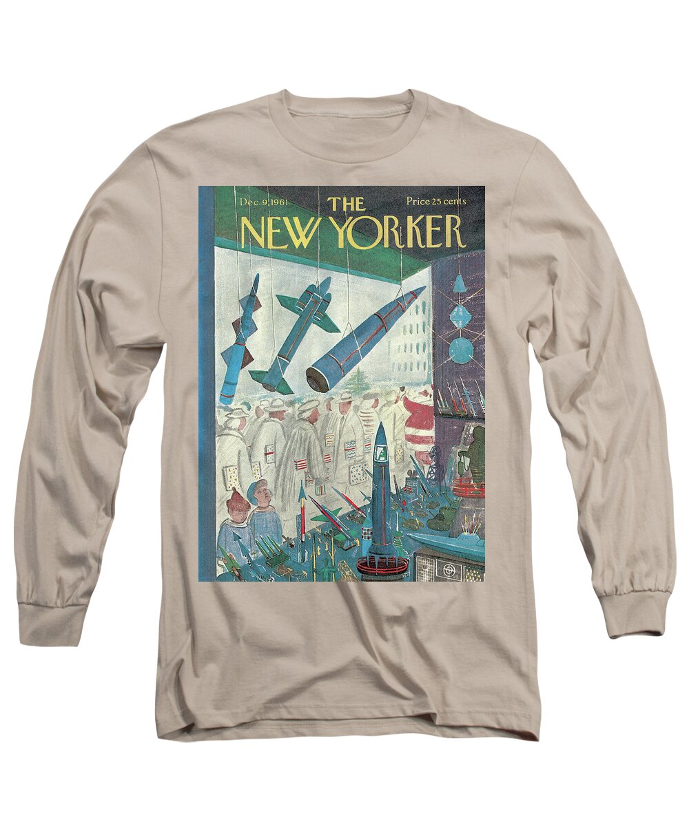 Christmas Long Sleeve T-Shirt featuring the painting New Yorker December 9th, 1961 by Anatol Kovarsky