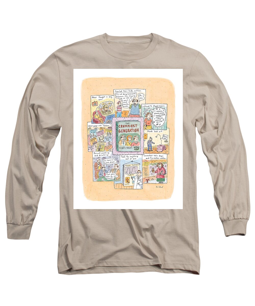 Crummiest Generation Long Sleeve T-Shirt featuring the drawing New Yorker February 8th, 1999 by Roz Chast