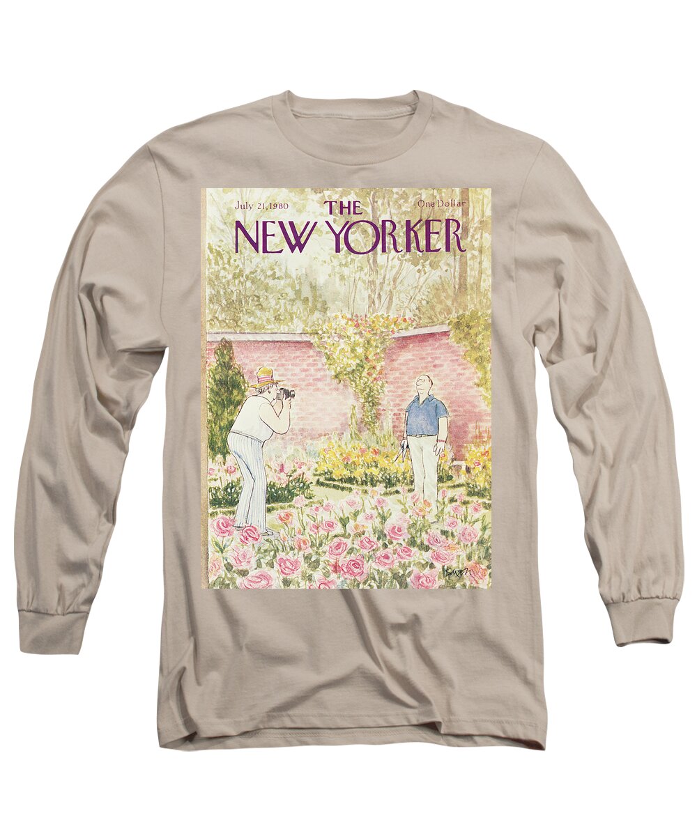 Leisure Long Sleeve T-Shirt featuring the painting New Yorker July 21st, 1980 by Charles Saxon