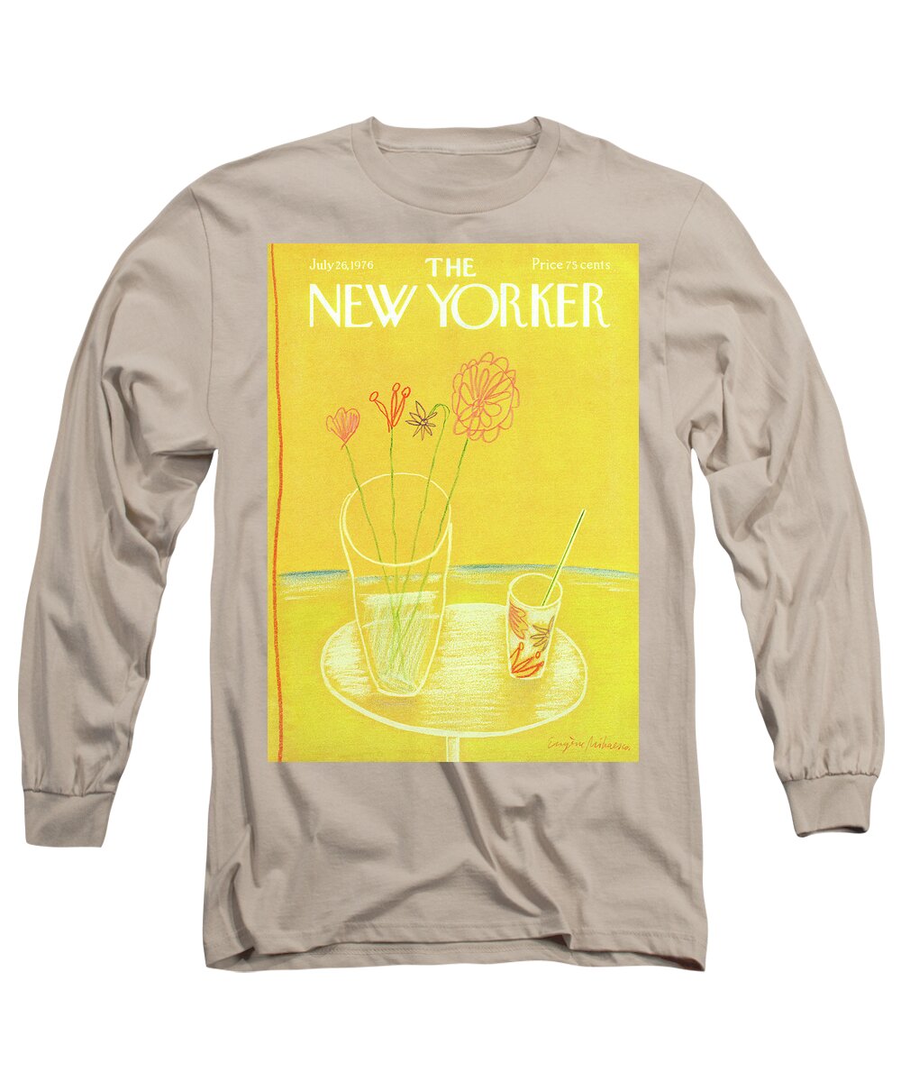 Drink Long Sleeve T-Shirt featuring the painting New Yorker July 26th, 1976 by Eugene Mihaesco