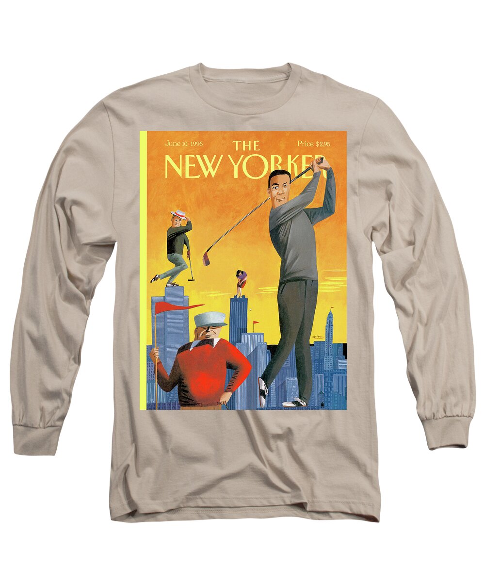 Tee Time Long Sleeve T-Shirt featuring the painting New Yorker June 10th, 1996 by Mark Ulriksen