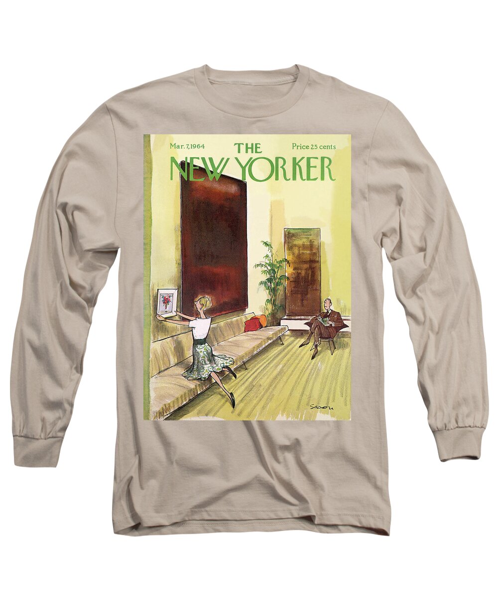 Contemporary Long Sleeve T-Shirt featuring the painting New Yorker March 7th, 1964 by Charles Saxon