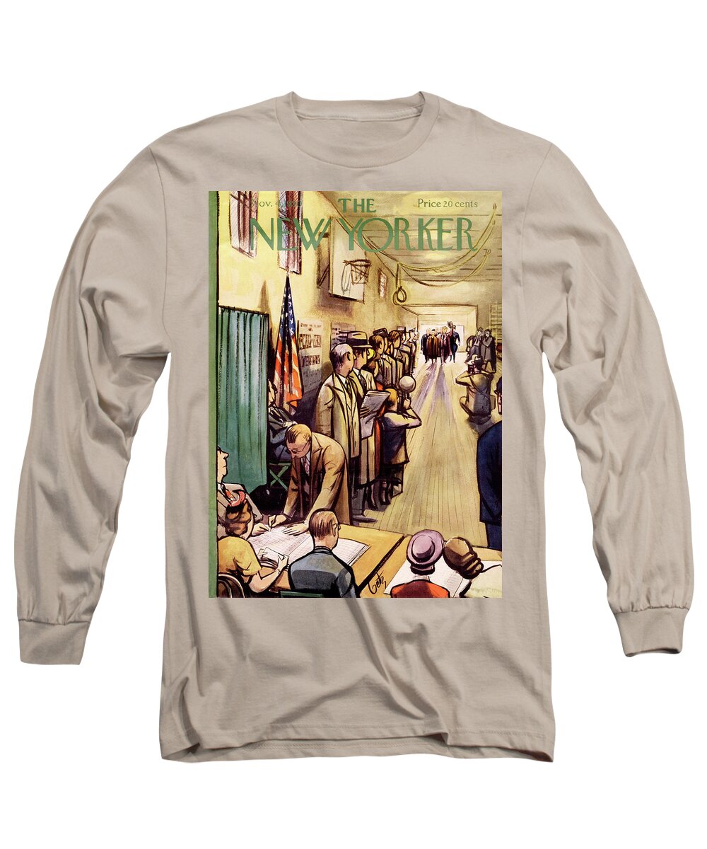 Politics Long Sleeve T-Shirt featuring the painting New Yorker November 4th, 1950 by Arthur Getz