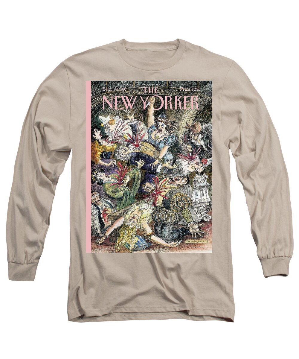 Opening Night Artkey 50918 Eso Edward Sorel Long Sleeve T-Shirt featuring the painting New Yorker September 29th, 1997 by Edward Sorel