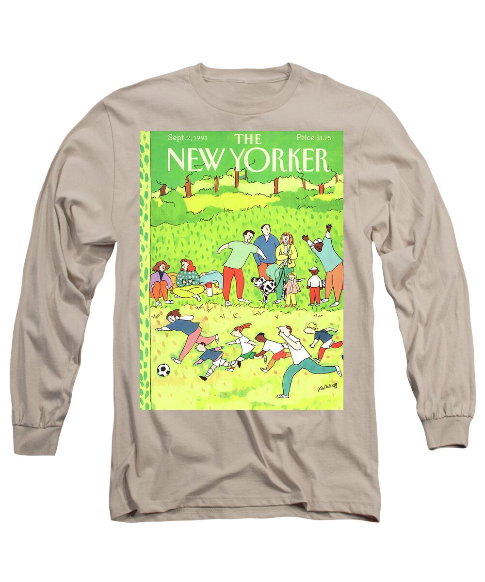 Animals Long Sleeve T-Shirt featuring the painting New Yorker September 2nd, 1991 by Devera Ehrenberg
