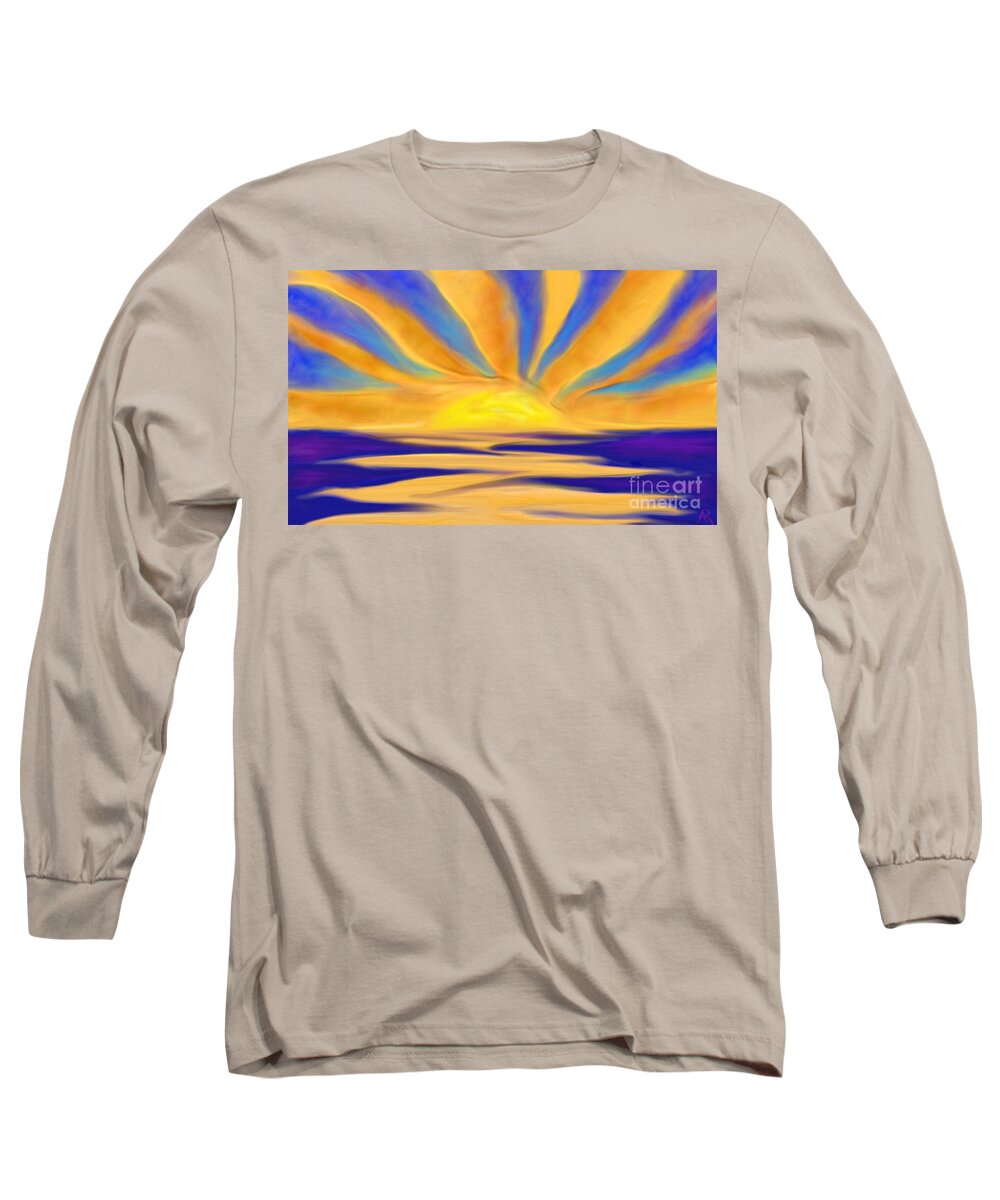 Bright Long Sleeve T-Shirt featuring the painting Ocean Sunrise by Anita Lewis