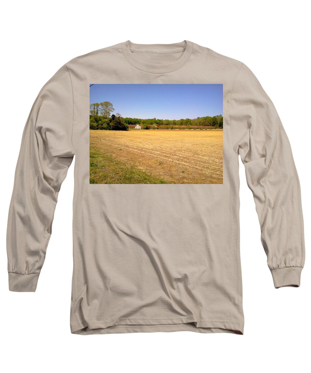 Old Chicken House Farm Field Long Sleeve T-Shirt featuring the photograph Old Chicken House On A Farm Field by Chris W Photography AKA Christian Wilson