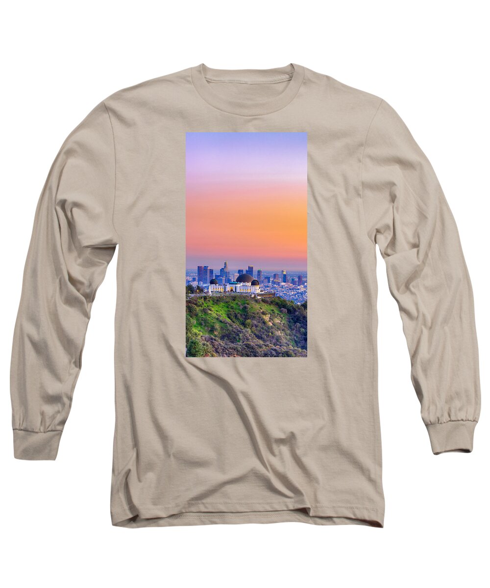 Griffith Observatory Long Sleeve T-Shirt featuring the photograph Orangesicle Griffith Observatory by Scott Campbell