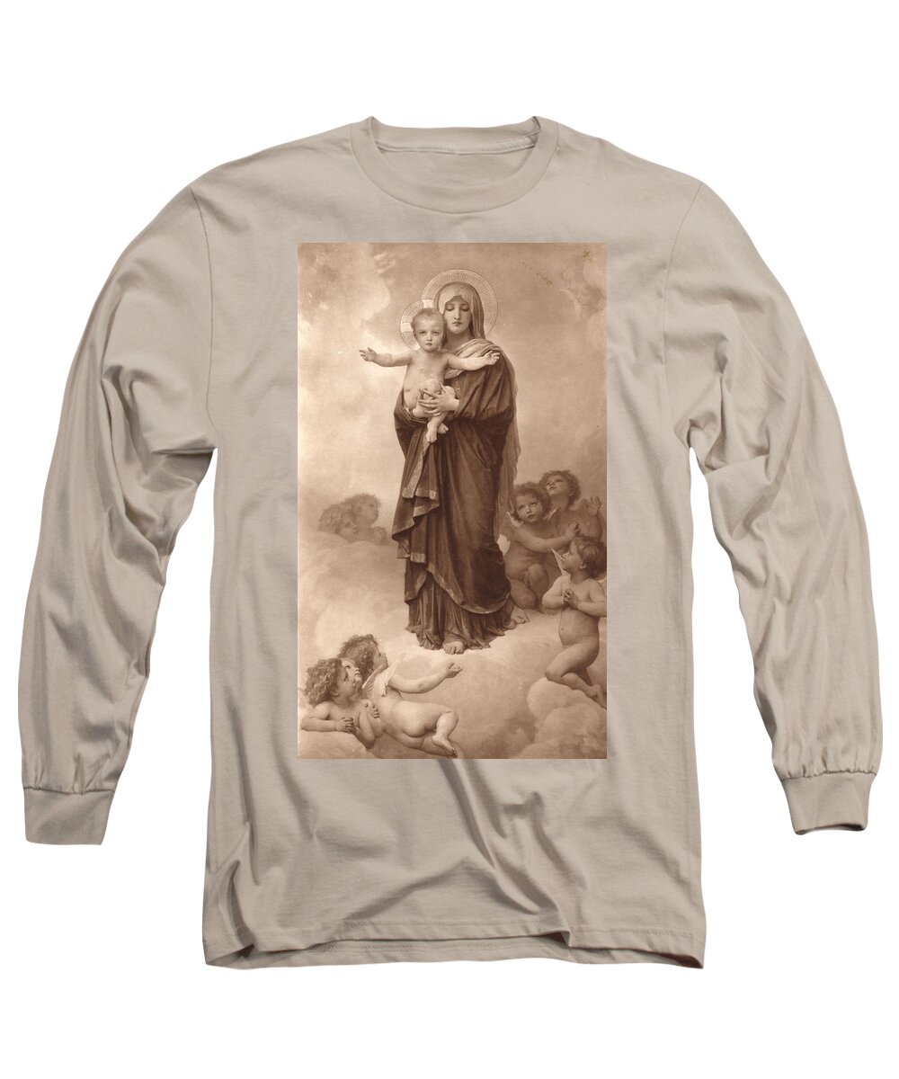 Notre-dame Des Anges Long Sleeve T-Shirt featuring the digital art Our Lady of the Angels by William Bouguereau