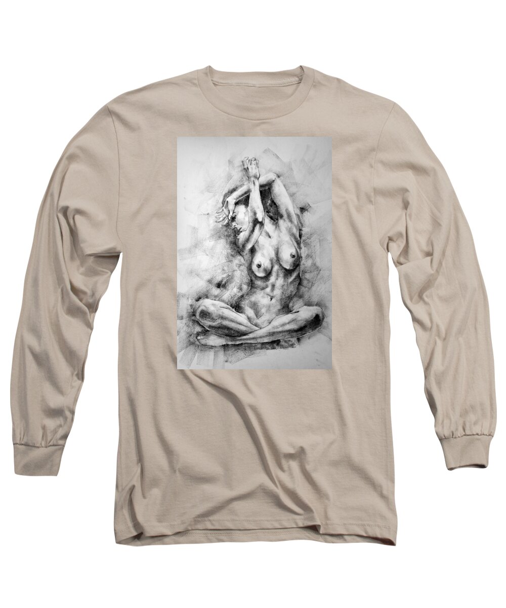 Erotic Long Sleeve T-Shirt featuring the drawing Page 22 by Dimitar Hristov
