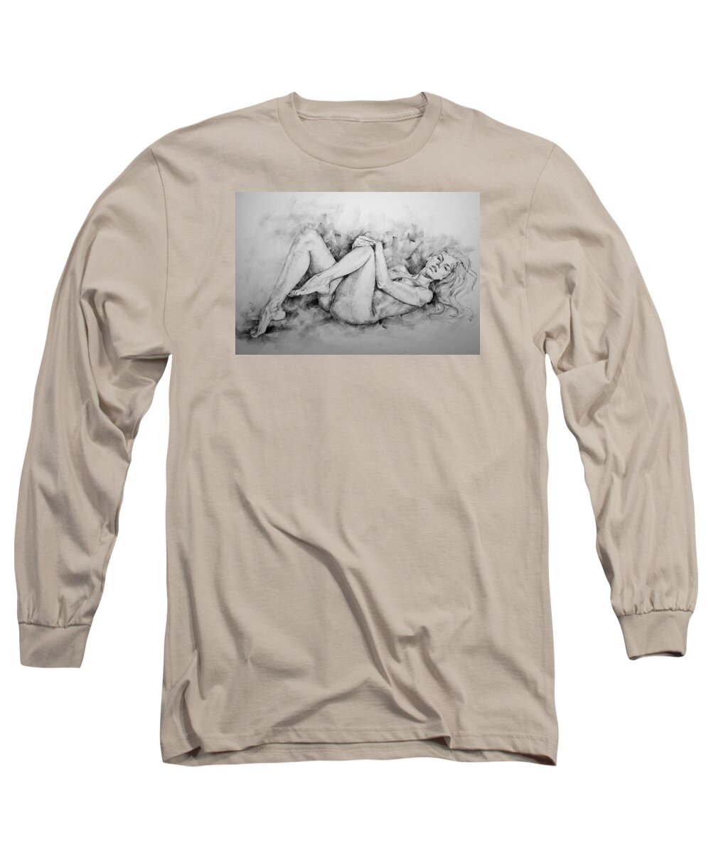 Erotic Long Sleeve T-Shirt featuring the drawing Page 9 by Dimitar Hristov