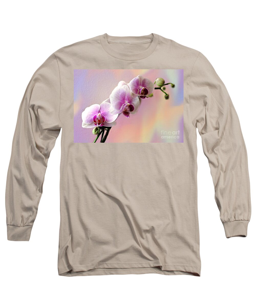 Orchid Long Sleeve T-Shirt featuring the photograph Pastel Rainbow Orchid by Judy Palkimas