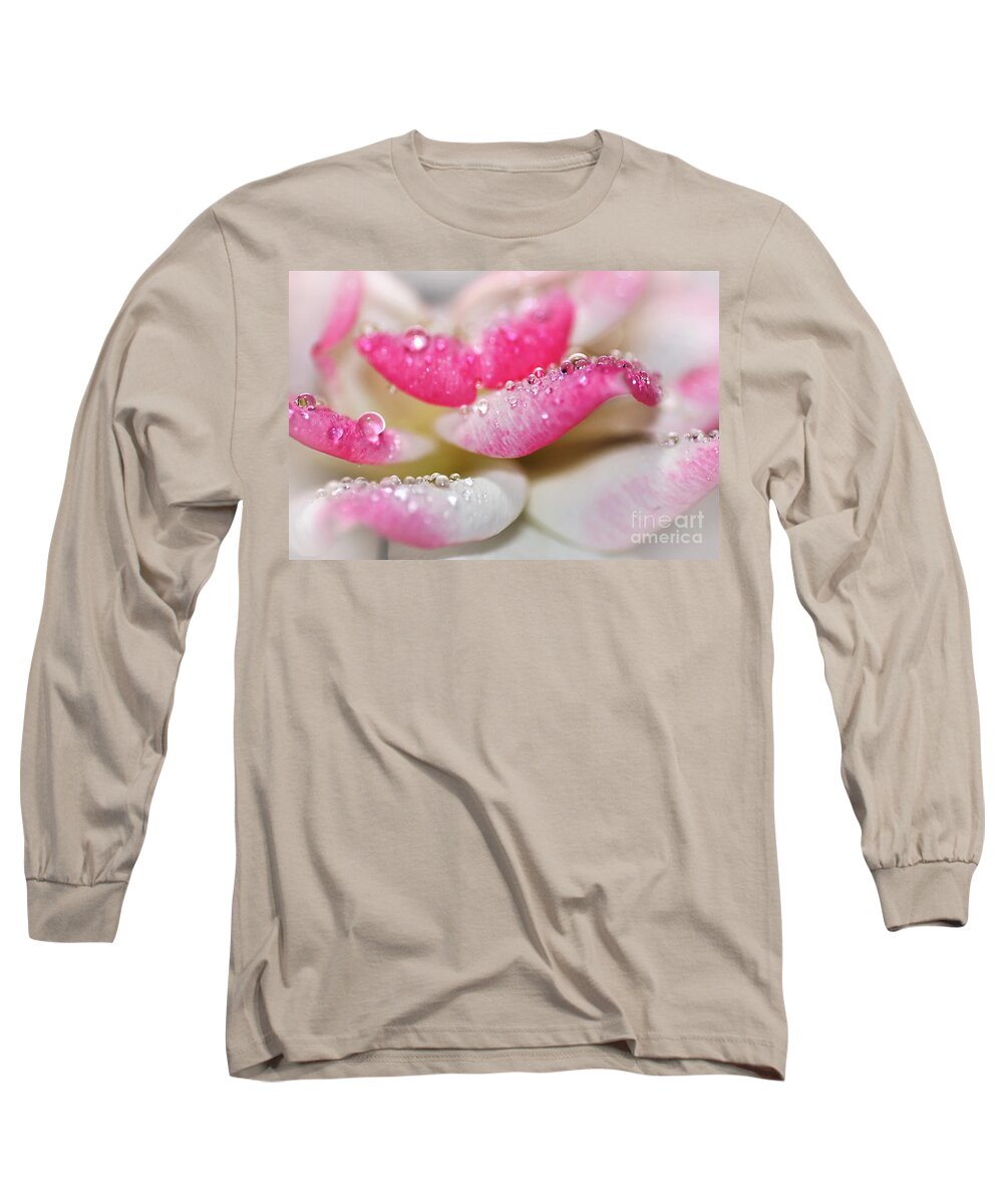 Photograhy Long Sleeve T-Shirt featuring the photograph Petals and Droplets by Kaye Menner