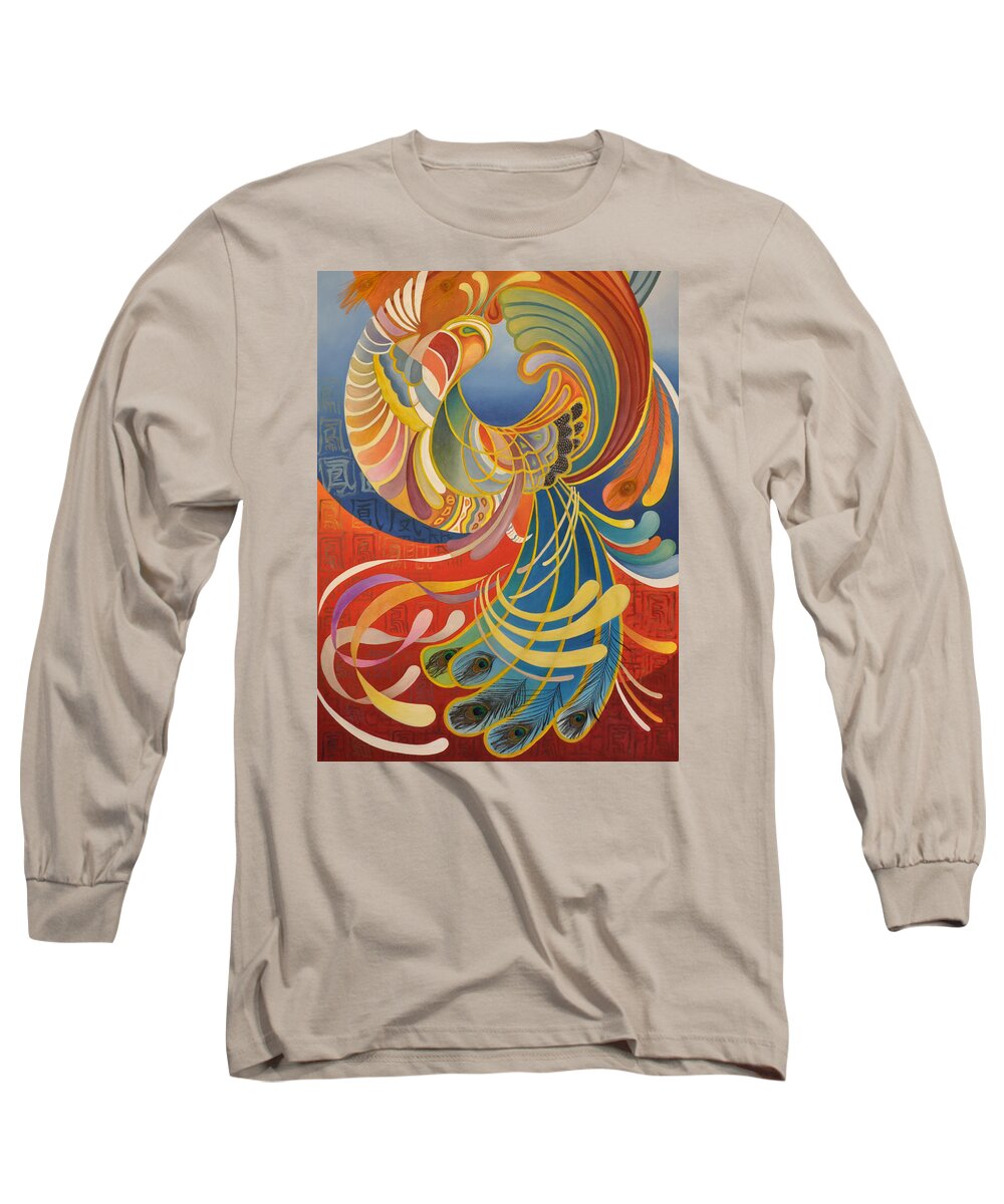 Phoenix Long Sleeve T-Shirt featuring the painting Phoenix by Ousama Lazkani