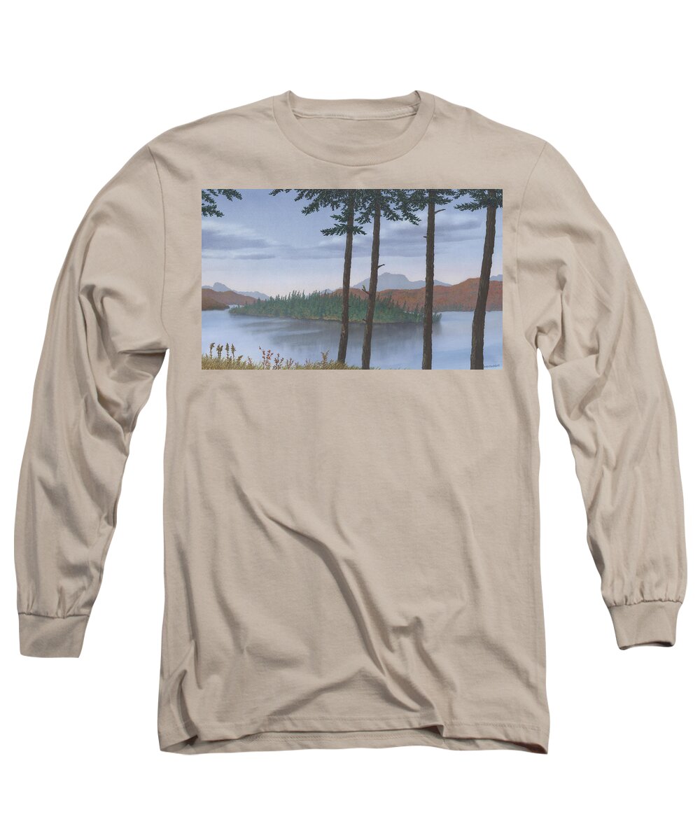 Lake Long Sleeve T-Shirt featuring the painting Pine Island by Peter Rashford