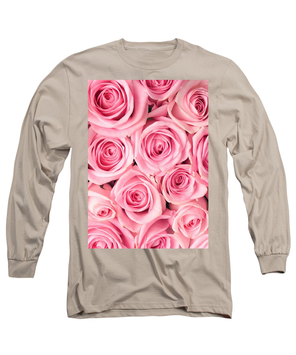 Pink Long Sleeve T-Shirt featuring the photograph Pink Roses by Munir Alawi