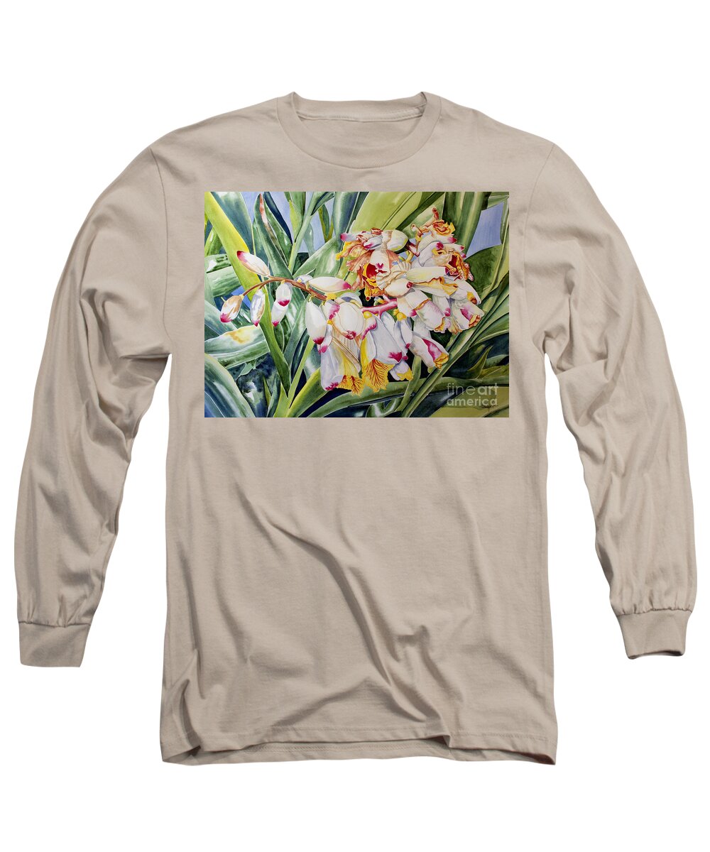 Floral Long Sleeve T-Shirt featuring the painting Poppin Out II by Kandyce Waltensperger