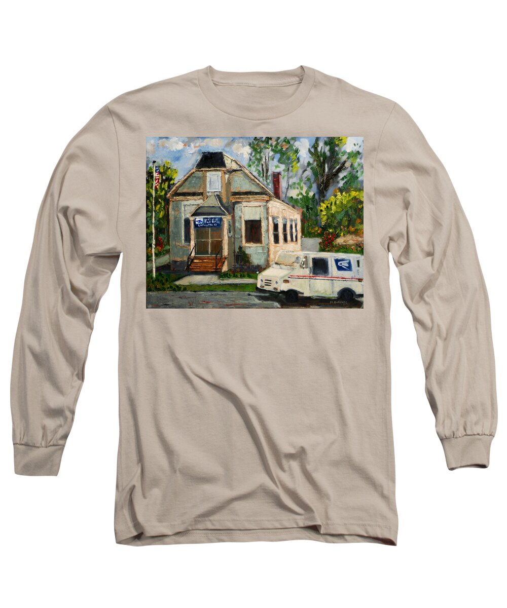 Post Long Sleeve T-Shirt featuring the painting Post Office at Lafeyette NJ by Michael Daniels