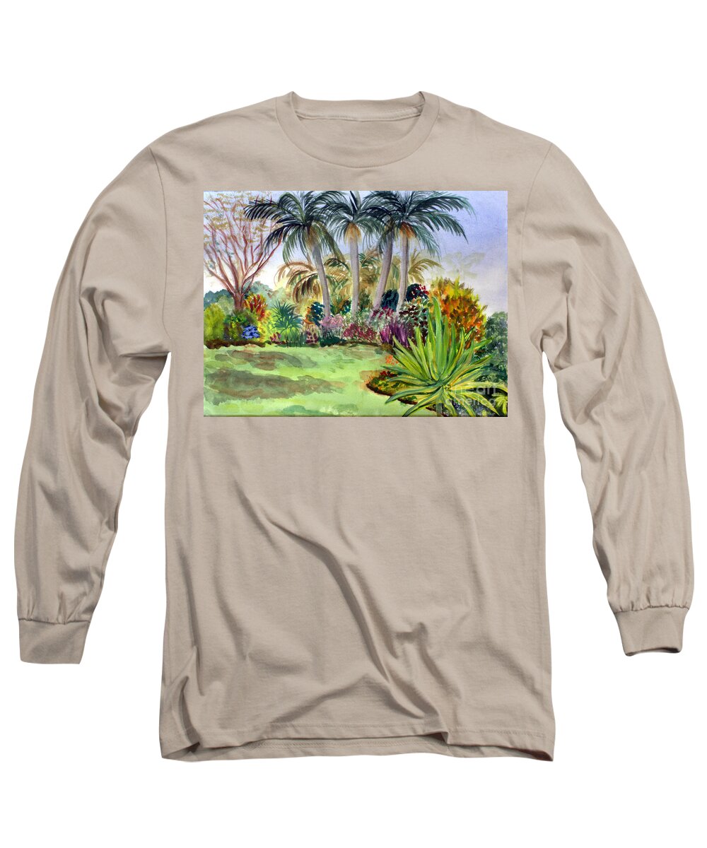 Beautiful Long Sleeve T-Shirt featuring the painting Rainbow Garden at Mounts Botanical by Donna Walsh