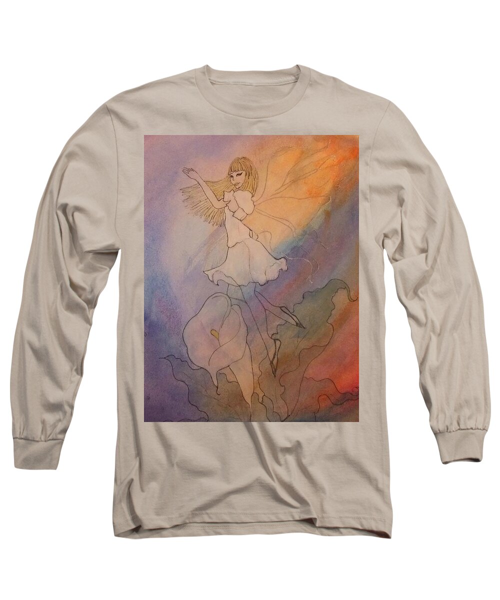 Watercolour Long Sleeve T-Shirt featuring the painting Rainbow Water Fairy by Lynne McQueen