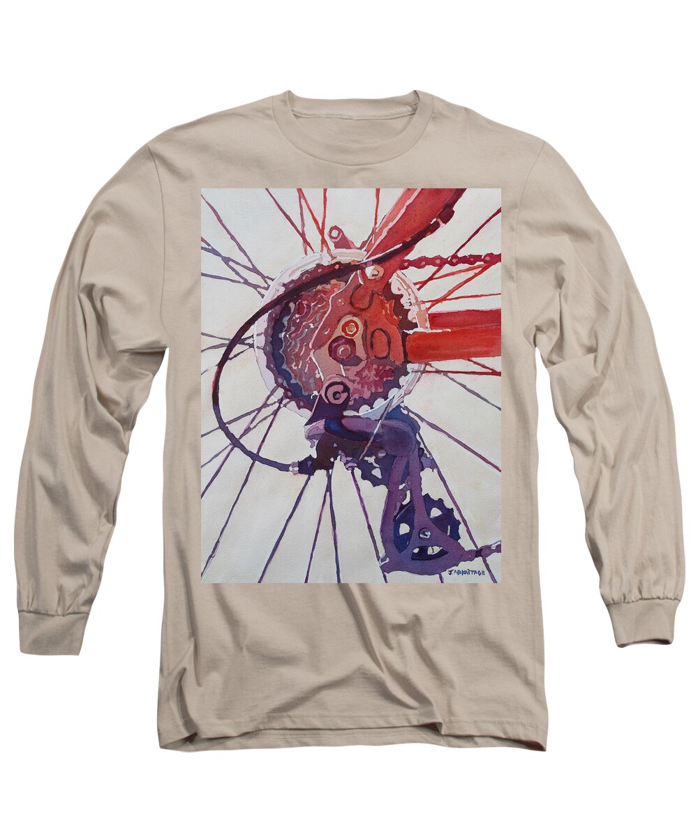 Bicycle Long Sleeve T-Shirt featuring the painting Rear Derailleur by Jenny Armitage