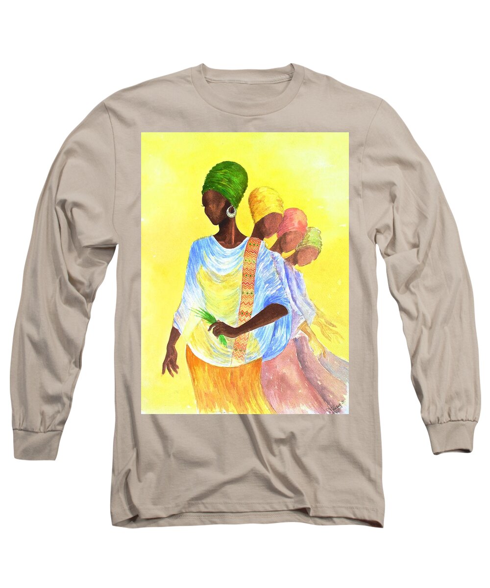 Mahlet Long Sleeve T-Shirt featuring the painting Reflection by Mahlet