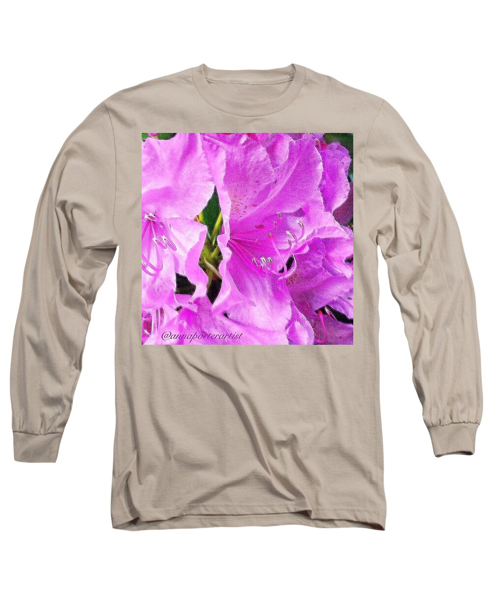 Macro_perfection Long Sleeve T-Shirt featuring the photograph Rhodie Details, Pale Purple by Anna Porter