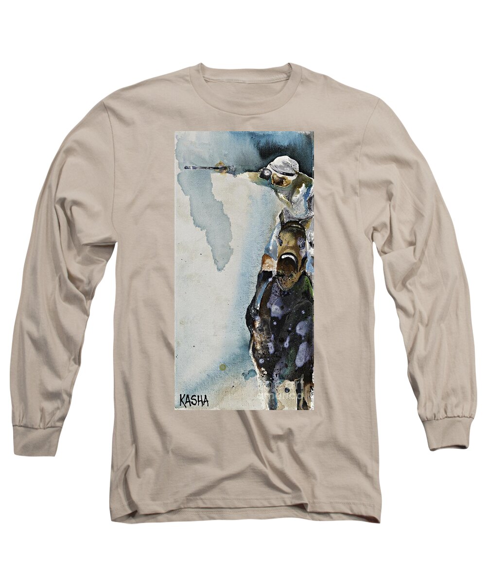 Horse Long Sleeve T-Shirt featuring the painting Right.Angle by Kasha Ritter