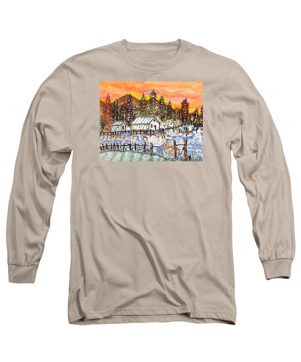 Oregon Long Sleeve T-Shirt featuring the painting Road To The Oregon Coast by Connie Valasco
