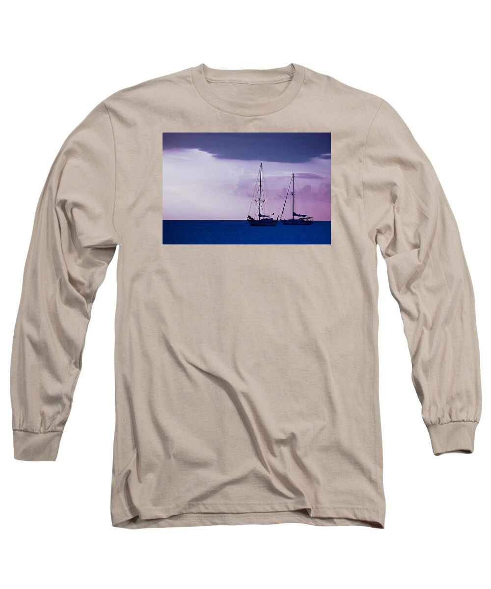 Sailboats Long Sleeve T-Shirt featuring the photograph Sailboats at Sunset by Don Schwartz
