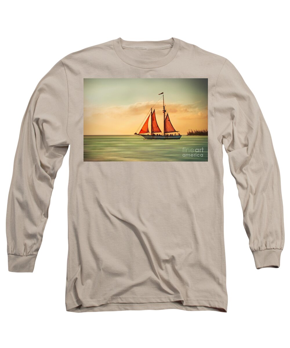 Sailing Long Sleeve T-Shirt featuring the photograph Sailing Into The Sun by Hannes Cmarits