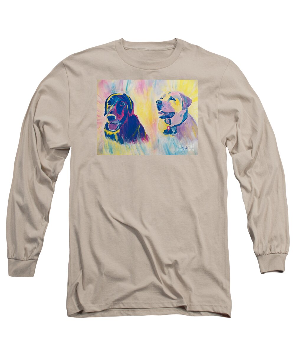 Labs Long Sleeve T-Shirt featuring the painting Sammy and Toby by Judy Via-Wolff