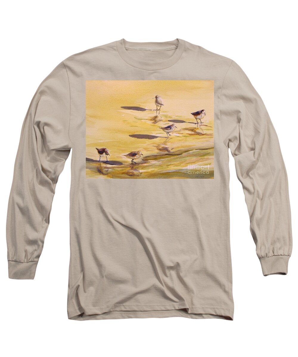 Paintings Long Sleeve T-Shirt featuring the painting Sandpipers 5 by Julianne Felton