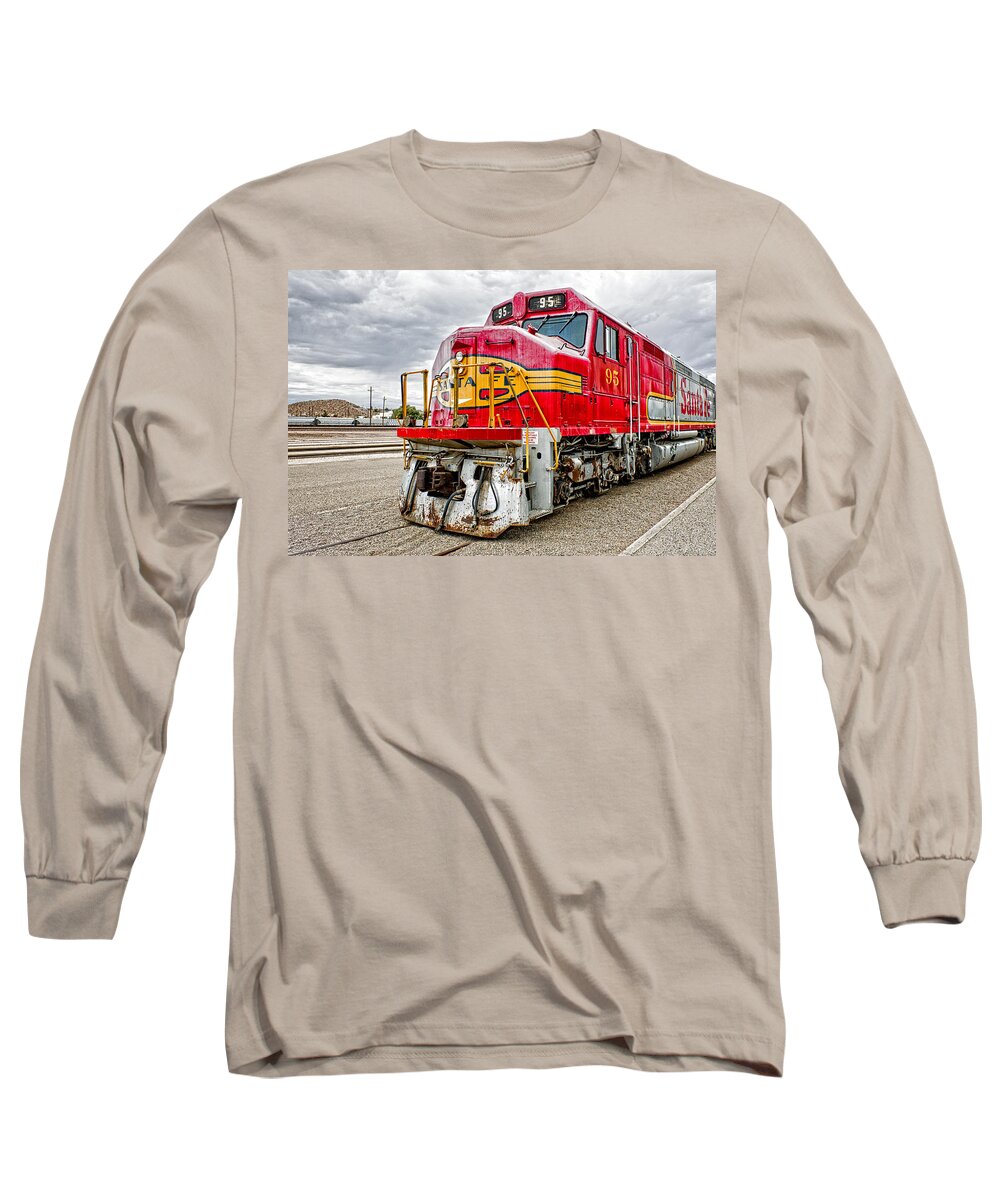Trains Long Sleeve T-Shirt featuring the photograph Santa Fe 95 in Retirement by Jim Thompson