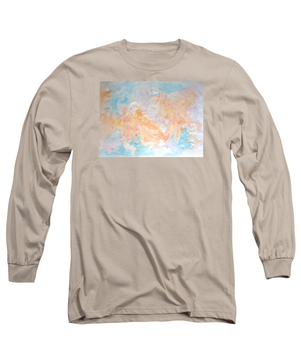 Seaside In Summer Long Sleeve T-Shirt featuring the painting Seaside in Summer by Esther Newman-Cohen