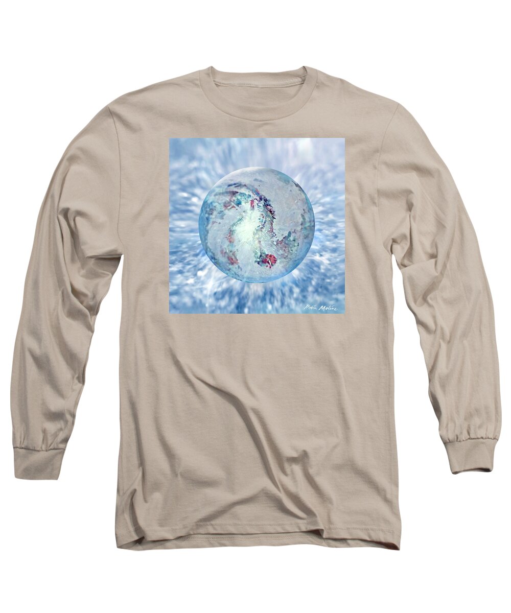 Winter Abstract Long Sleeve T-Shirt featuring the painting Shades of Winter by Robin Moline