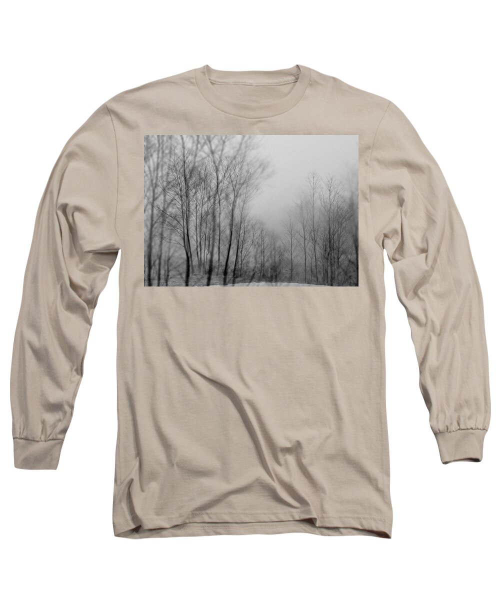 Black And White Photographs Long Sleeve T-Shirt featuring the photograph Shadows and Fog by Phyllis Meinke
