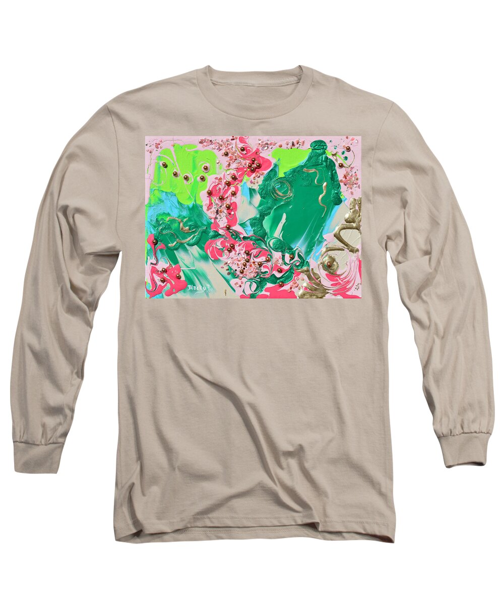 Bold Abstract Long Sleeve T-Shirt featuring the mixed media Shadows Of My Youth by Donna Blackhall