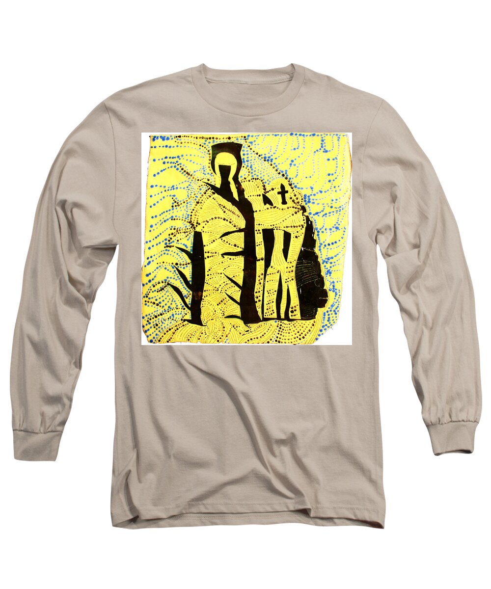 Jesus Long Sleeve T-Shirt featuring the ceramic art Shroud of Jesus by Gloria Ssali