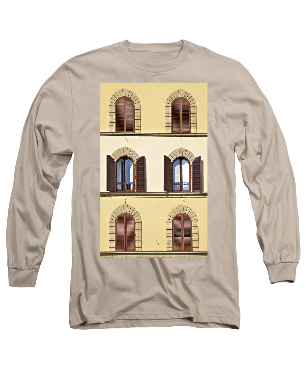 Window Long Sleeve T-Shirt featuring the photograph Six Windows of Florence by David Letts