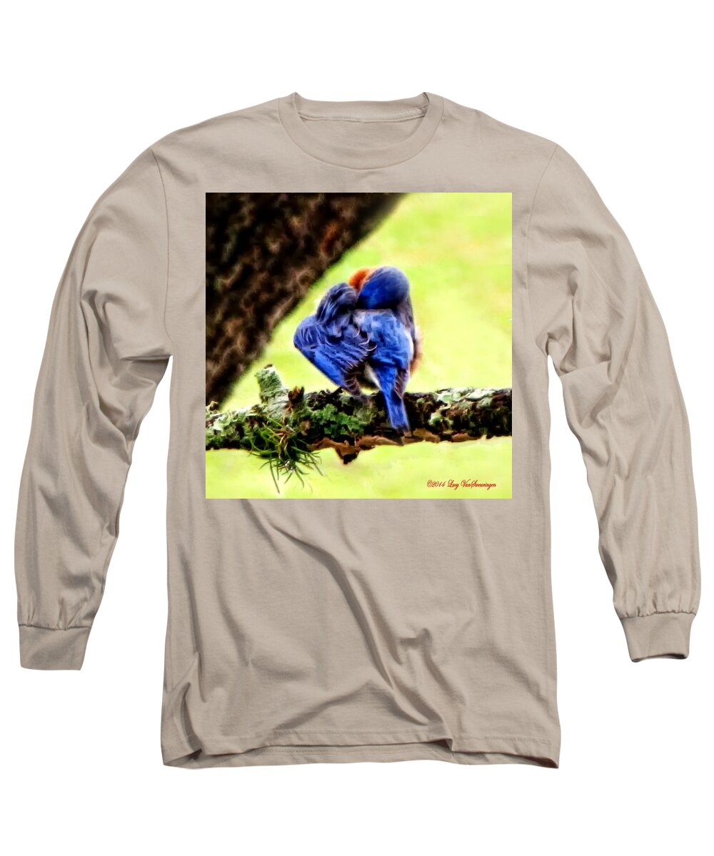 Bluebird Long Sleeve T-Shirt featuring the photograph Sleepy Bluebird by Lucy VanSwearingen