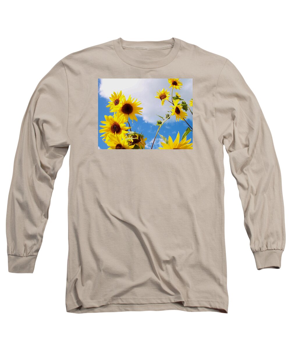 Sunflowers Long Sleeve T-Shirt featuring the photograph Smile Down on Me by Mary Wolf